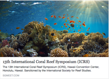 research award – International Coral Reef Symposium, Hawaii June 2016